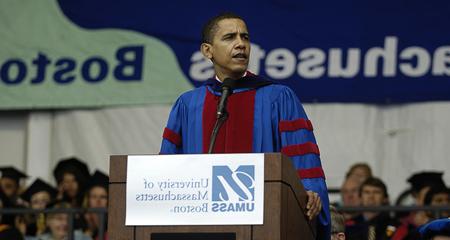 President Barack Obama delivering the 2006 commencement address